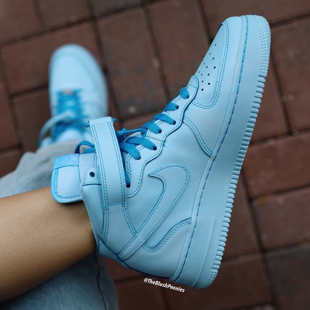 Nike Air Force 1 Mid Custom Light Blue Dip Dyed Sneakers For MEN - Picture 5 of 10